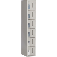 Concorde Heavy-Duty Lockers, 6 -tier, 12" x 18" x 72", Steel, Grey, Welded (Assembled) Superchem Industries