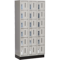 Concorde Heavy-Duty Lockers, 6 -tier, Bank of 3, 36" x 18" x 76", Steel, Grey, Welded (Assembled) Superchem Industries
