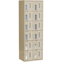 Concorde Heavy-Duty Lockers, 6 -tier, Bank of 2, 24" x 18" x 72", Steel, Beige, Welded (Assembled) Superchem Industries