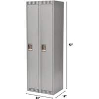 Lockers, Bank of 2, 24" x 18" x 72", Steel, Grey, Knocked Down Superchem Industries