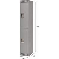 Lockers, 2 -tier, 12" x 18" x 72", Steel, Grey, Knocked Down Superchem Industries