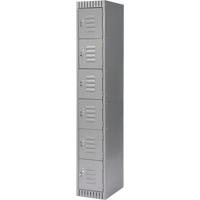 Lockers, 6 -tier, 12" x 18" x 72", Steel, Grey, Knocked Down Superchem Industries