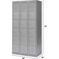 Lockers, 6 -tier, Bank of 3, 36" x 18" x 72", Steel, Grey, Knocked Down Superchem Industries
