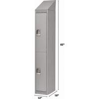 Lockers, 2 -tier, 12" x 18" x 82", Steel, Grey, Knocked Down Superchem Industries