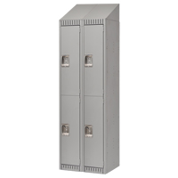 Lockers, 2 -tier, Bank of 2, 24" x 18" x 82", Steel, Grey, Knocked Down Superchem Industries