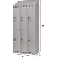 Lockers, 2 -tier, Bank of 3, 36" x 18" x 82", Steel, Grey, Knocked Down Superchem Industries