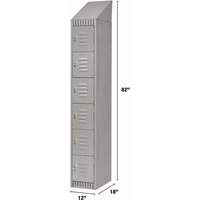 Lockers, 6 -tier, 12" x 18" x 82", Steel, Grey, Knocked Down Superchem Industries