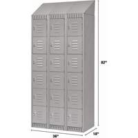 Lockers, 6 -tier, Bank of 3, 36" x 18" x 82", Steel, Grey, Knocked Down Superchem Industries