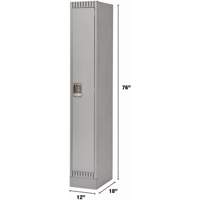 Lockers, 12" x 18" x 76", Steel, Grey, Knocked Down Superchem Industries