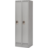 Lockers, Bank of 2, 24" x 18" x 76", Steel, Grey, Knocked Down Superchem Industries
