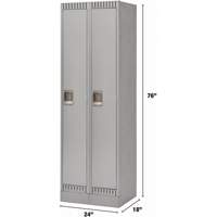 Lockers, Bank of 2, 24" x 18" x 76", Steel, Grey, Knocked Down Superchem Industries