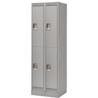Lockers, 2 -tier, Bank of 2, 24" x 18" x 76", Steel, Grey, Knocked Down Superchem Industries