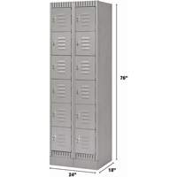 Lockers, 6 -tier, Bank of 2, 24" x 18" x 76", Steel, Grey, Knocked Down Superchem Industries
