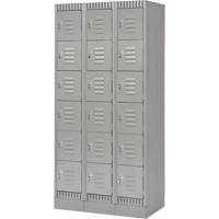 Lockers, 6 -tier, Bank of 3, 36" x 18" x 76", Steel, Grey, Knocked Down Superchem Industries