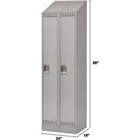 Lockers, Bank of 2, 24" x 18" x 86", Steel, Grey, Knocked Down Superchem Industries