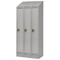 Lockers, Bank of 3, 36" x 18" x 86", Steel, Grey, Knocked Down Superchem Industries
