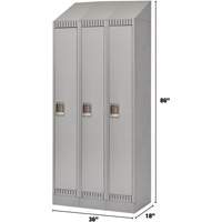 Lockers, Bank of 3, 36" x 18" x 86", Steel, Grey, Knocked Down Superchem Industries