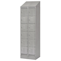 Lockers, 6 -tier, Bank of 2, 24" x 18" x 86", Steel, Grey, Knocked Down Superchem Industries