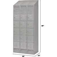Lockers, 6 -tier, Bank of 3, 36" x 18" x 86", Steel, Grey, Knocked Down Superchem Industries
