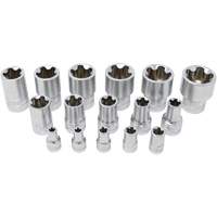 5-Point EPR Torx Socket Set, 16 Pieces, 1/4"/3/8"/1/2" Drive Size Superchem Industries