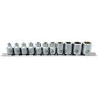 Flat-Cut E-"Star" Socket Set, 11 Pieces, 3/8" Drive Size Superchem Industries