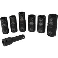 Jeu de demi-douilles r&eacute;versibles m&eacute;triques, 7 Mcx, Chocs, Prise de 1/2", Profond Superchem Industries