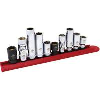 Jeu de douilles chrom&eacute;es avec rail, 10 Morceaux, Prise de 1/4"/3/8" Superchem Industries
