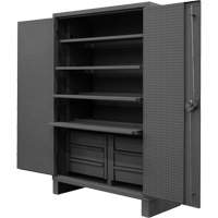 Armoire tr&egrave;s robuste avec tablettes coulissantes, Acier, 4 Tablettes, 78" h x 48" la x 24" P, Gris Superchem Industries