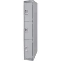 Lockers, 3 -tier, 12" x 18" x 72", Steel, Grey, Knocked Down Superchem Industries