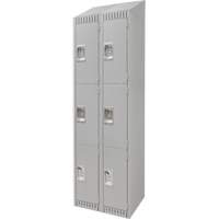 Lockers, 3 -tier, Bank of 2, 24" x 18" x 82", Steel, Grey, Knocked Down Superchem Industries