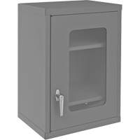Wall-Mountable Storage Cabinet with Clearview Doors, 26-15/16" H x 18-1/8" W x 13-11/16" D, 2 Shelves, Steel, Grey Superchem Industries