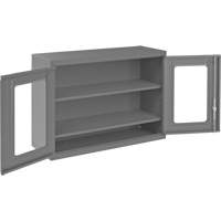 Wall-Mountable Storage Cabinet with Clearview Doors, 26-15/16" H x 35-7/8" W x 13-11/16" D, 2 Shelves, Steel, Grey Superchem Industries