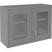 Wall-Mountable Storage Cabinet with Clearview Doors, 26-15/16" H x 35-7/8" W x 13-11/16" D, 2 Shelves, Steel, Grey Superchem Industries