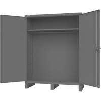 Armoire avec barre de suspension et portes encastr&eacute;es standards, Acier, 78" h x 60" la x 24" P, Gris Superchem Industries