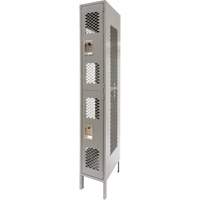 Vented Lockers, 2 -tier, 12" x 18" x 78", Steel, Grey, Knocked Down, Perforated Superchem Industries