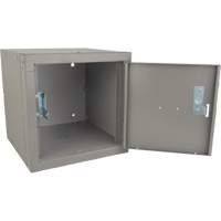 Stackable Cube Locker, 12" x 12" x 12", Steel, Grey, Knocked Down Superchem Industries