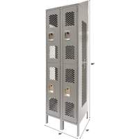 Casiers ventil&eacute;s, 2 niveaux, Bloc de 2, 24" x 18" x 88", Acier, Gris, D&eacute;mont&eacute;, Perfor&eacute; Superchem Industries