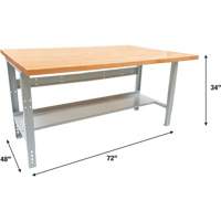 Industrial Modular Workbench, 1000 lbs. Cap., 72" W x 48" D Superchem Industries