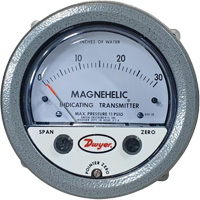 605 Series Magnehelic&reg; Differential Pressure Gauge & Indicating Transmitter, 4" , 0 - 30 in. w.c., Panel Mount, Analogue Superchem Industries