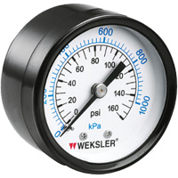 Dry Pressure Gauge, 1-1/2" , 0 - 160 psi, Back Mount, Analogue Superchem Industries