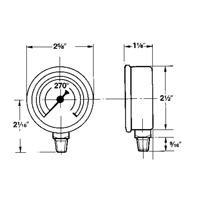Manom&egrave;tres,  2-1/2", 30" Hg-0" Vac, Fixation inf&eacute;rieure, Analogique rempli de liquide Superchem Industries