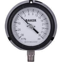 Pressure Gauge, 4-1/2" , 30"-0-30 psi, Bottom Mount, Liquid Filled Analogue Superchem Industries