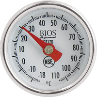 1" Dial Thermometer Celsius Only with Calibration Sleeve, Contact, Analogue, 0.4-230°F (-18-110°C) Superchem Industries