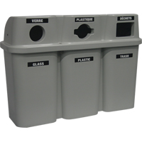 Contenants de recyclage Bullseye, Bord de rue, Plastique, 3 x 22 gal. US Superchem Industries