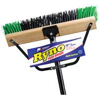 Ryno Push Broom with Braced Handle, 18", Stiff, PVC Bristles Superchem Industries