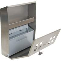 Cendrier, Montage mural, Acier inoxydable, Capacit&eacute; 1.6 Litres, Hauteur 13-4/5" Superchem Industries