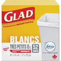 X-Small 15L Roommate Febreze Garbage Bags, Regular, 17" W x 20" L, White Superchem Industries