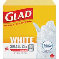 Small 25L Febreze Garbage Bags, Regular, 20" W x 20" L, White Superchem Industries