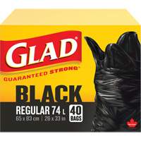 74L Garbage Bags, Regular, 26" W x 33" L, Black Superchem Industries