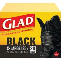 135L Garbage Bags, Regular, 31" W x 42" L, Black Superchem Industries